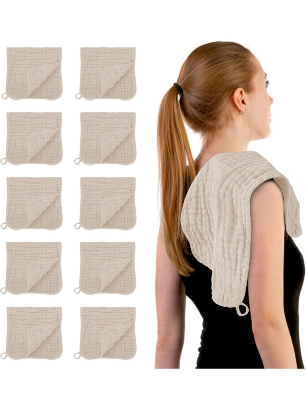 Large 100% Cotton Muslin Baby Burp Cloths - Soft, Absorbent, Reinforced Edges